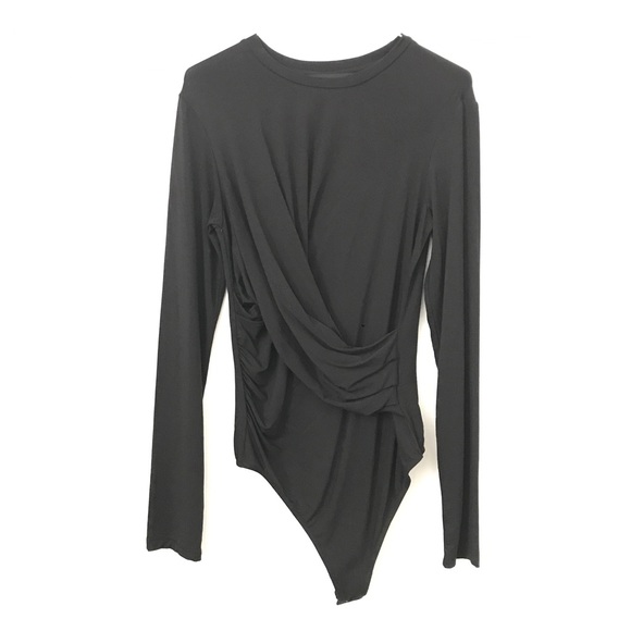 Kendall & Kylie Tops - Kendall + Kylie Black Cross Over Button Bodysuit